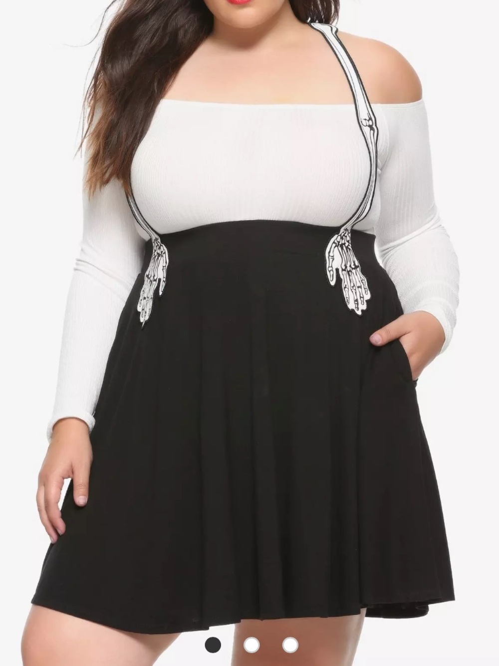 Hot Topic Black Skater Skirt with Skeleton Suspender Detail